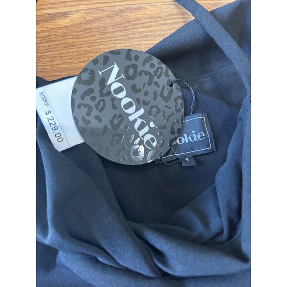 NOOKIE bodycon black Athena Off Shoulder Halter Midi Dress size S - Picture 13 of 13